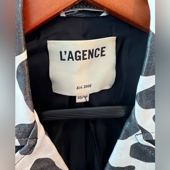 L’AGENCE BIKER MOTO JACKET 100% LEATHER IVORY / BLACK ANTIBES NWT - Picture 7 of 16